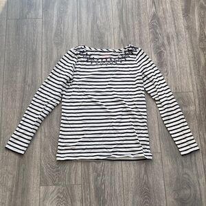 Vineyard Vines - NWT! Black & White Striped Cotton Long Sleeve Top - Size S